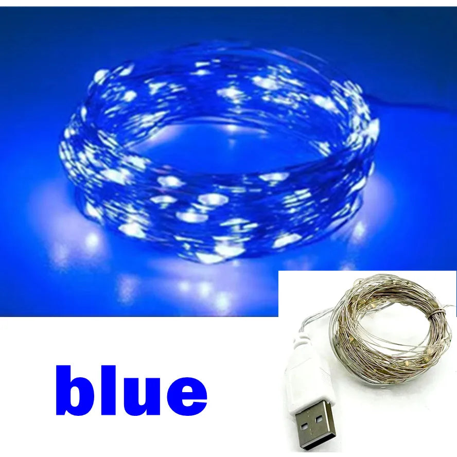 USB LED Copper & Silver Wire Fairy String Lights – Waterproof IP65, USB Powered, 2m/3m/5m/10m/20m, Warm White & Multicolor