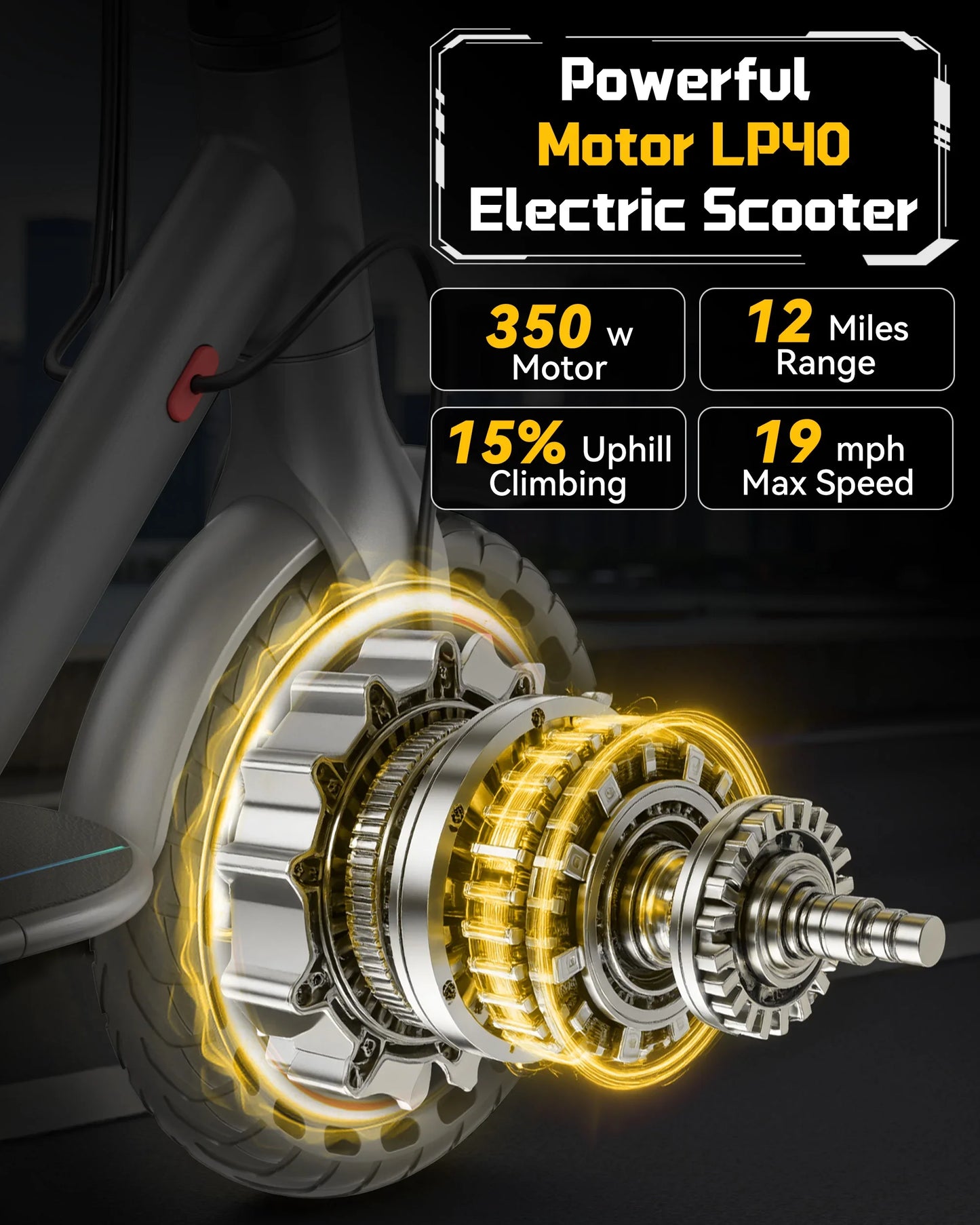 Foldable Electric Scooter 350W 19 mph — APP Smart Control, 4-Speed Modes, 16–40 Mile Range for Adults