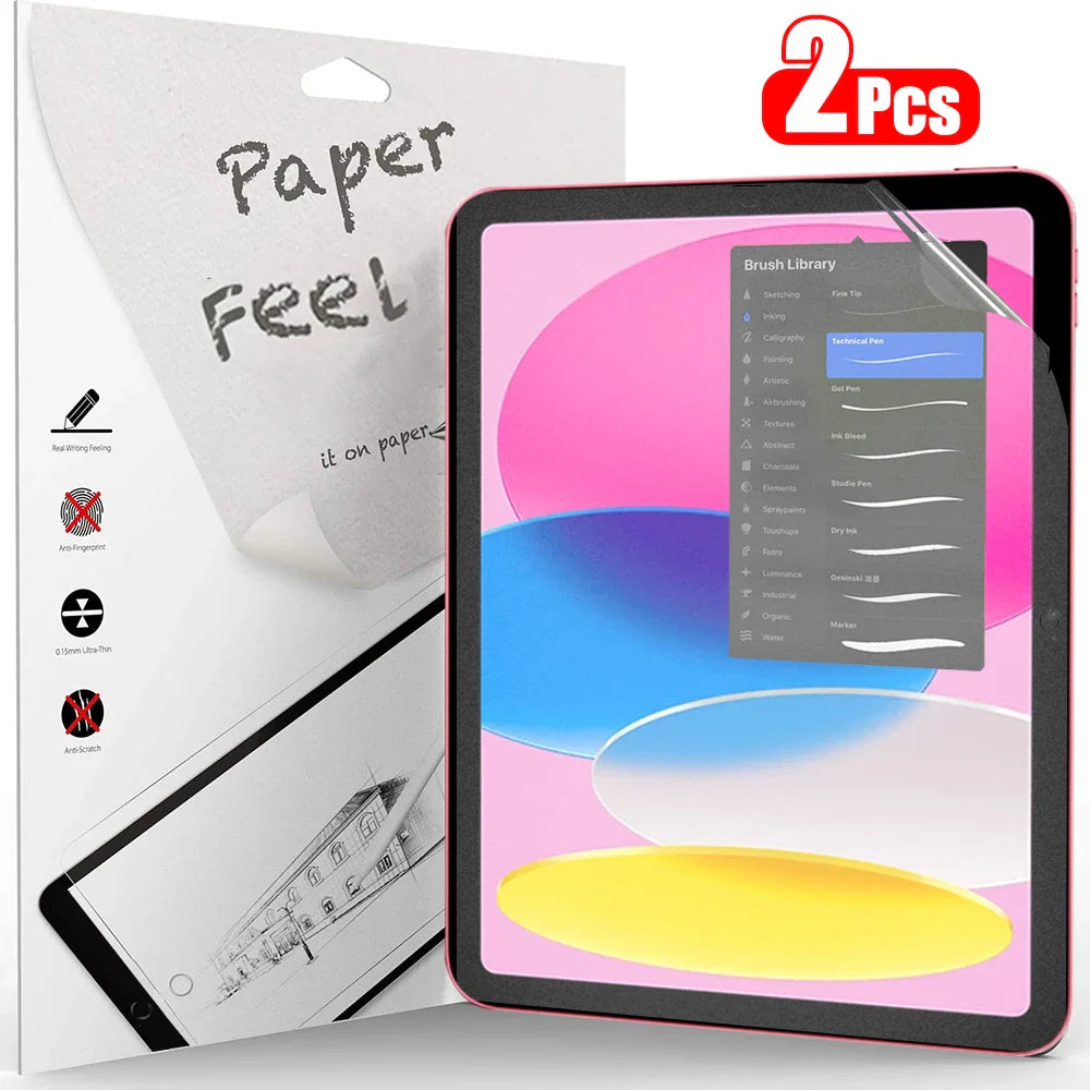 Paper-Feel Matte Screen Protector for 11-Inch (27.9 cm) iPad, 2-Pack PET Film, Anti-Glare, No Glass
