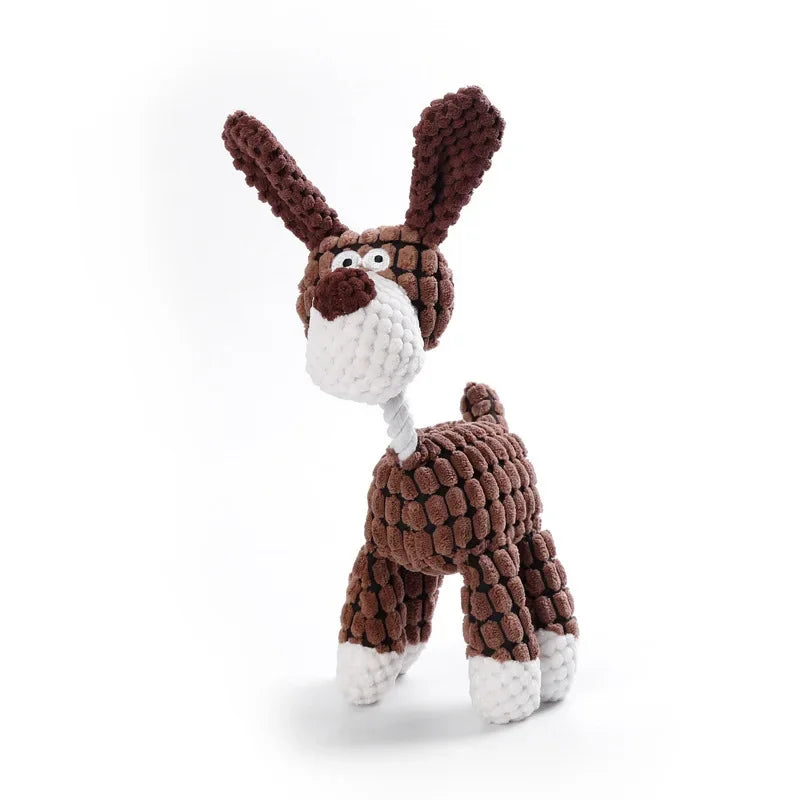 Plush Corduroy Squeaky Dog Toy, Bite-Resistant Animal Plush for Puppies & Small to Large Dogs, Training & Chew Toy
