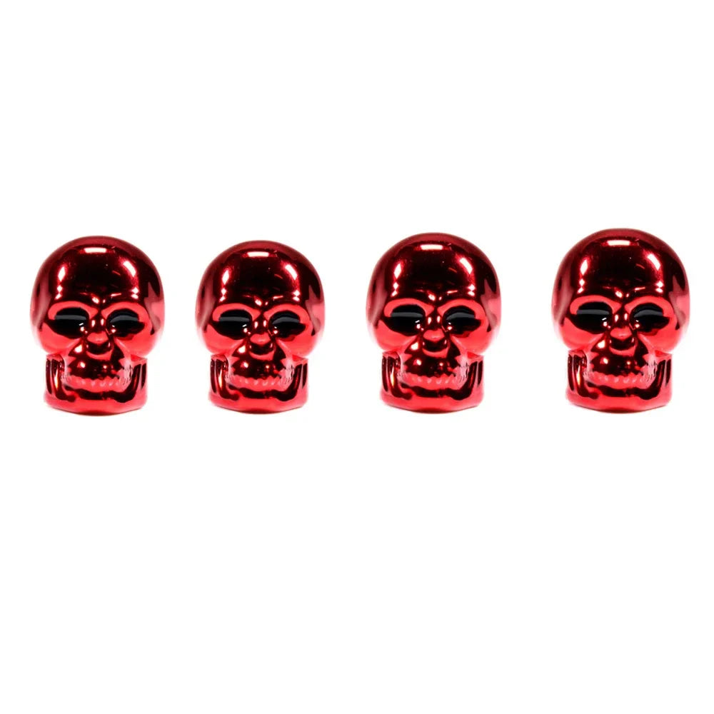 Skull Valve Stem Caps 4-Pack ABS Chrome Tire Valve Covers for Cars Motorcycles Bikes