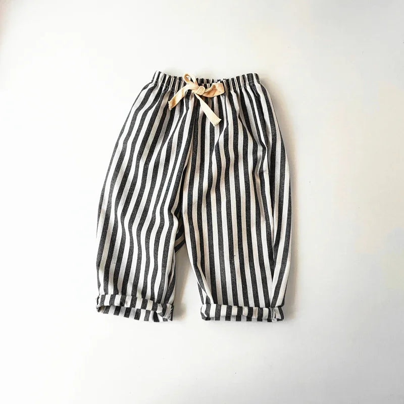 Kids Striped Linen-Cotton Harem Pants – Boys & Girls, Ages 4-6
