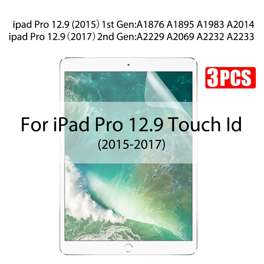 3-Pack Paper-Like Matte PET Screen Protector for iPad Air & Pro — 10.5–12.9 in (26.7–32.8 cm), Anti-Glare Pen-Friendly
