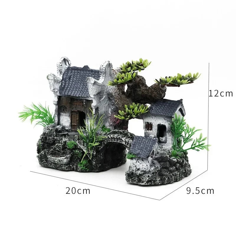 Resin Aquarium Landscape House Ornament – Fish Tank Decoration