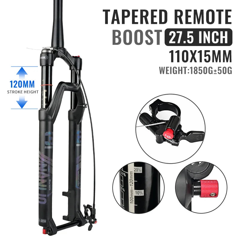 Air Suspension MTB Fork Rebound and Lockout Adjustment 26 / 27.5 / 29-Inch Straight or Tapered, 120mm (4.7in) & 140mm (5.5in) Travel