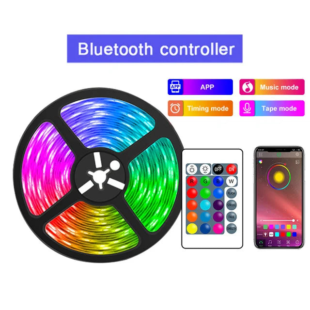 USB RGB LED Strip Lights 5050 SMD — Flexible TV Backlight, Music Sync, App & Remote Control (1–15m / 3.3–49.2ft)