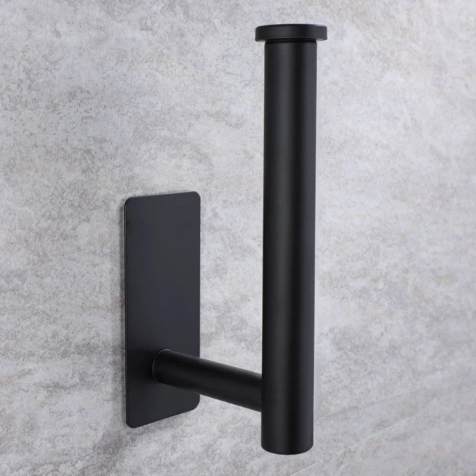 Stainless Steel Wall Mount Paper Holder Adhesive & Free-Nail Toilet Tissue Towel Shelf, Brushed Gold White Black
