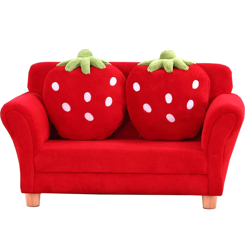 Children's Strawberry Cartoon Fabric Sofa - Cute Kids Tatami Combination Baby Couch