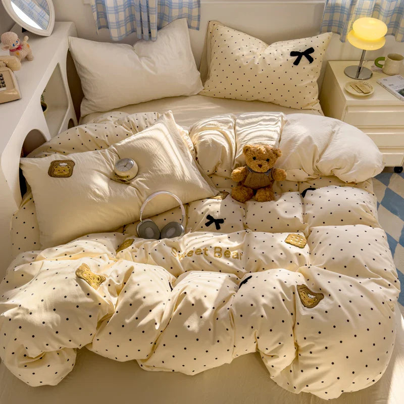 Brown Striped Bedding Set - Duvet Cover, Flat Sheet & Pillowcases (Single/Twin/Full/Queen)