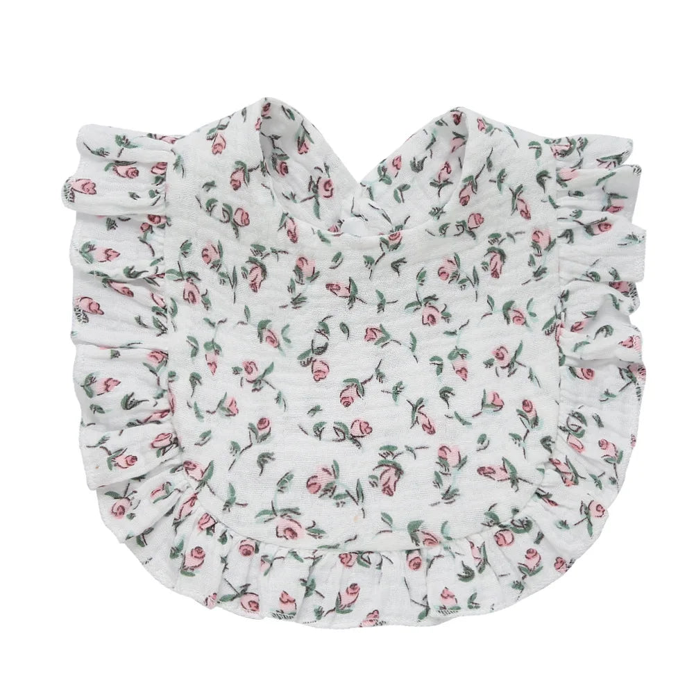 Muslin Cotton Baby Bibs & Burp Cloths - Ruffle Bandana Drool Bibs for Newborns