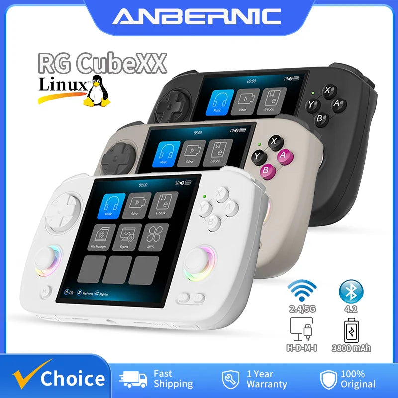 Retro Handheld Game Console 3.95\" (10.0 cm) IPS 720×720 Linux 64-bit Wi‑Fi Bluetooth RGB Joysticks 32GB Expandable to 512GB