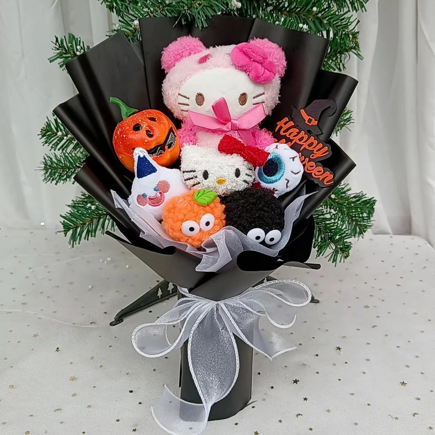 Kawaii Cat Plush Bouquet with Soap Rose Flowers — Cute Valentine's Day, Birthday & Graduation Gift