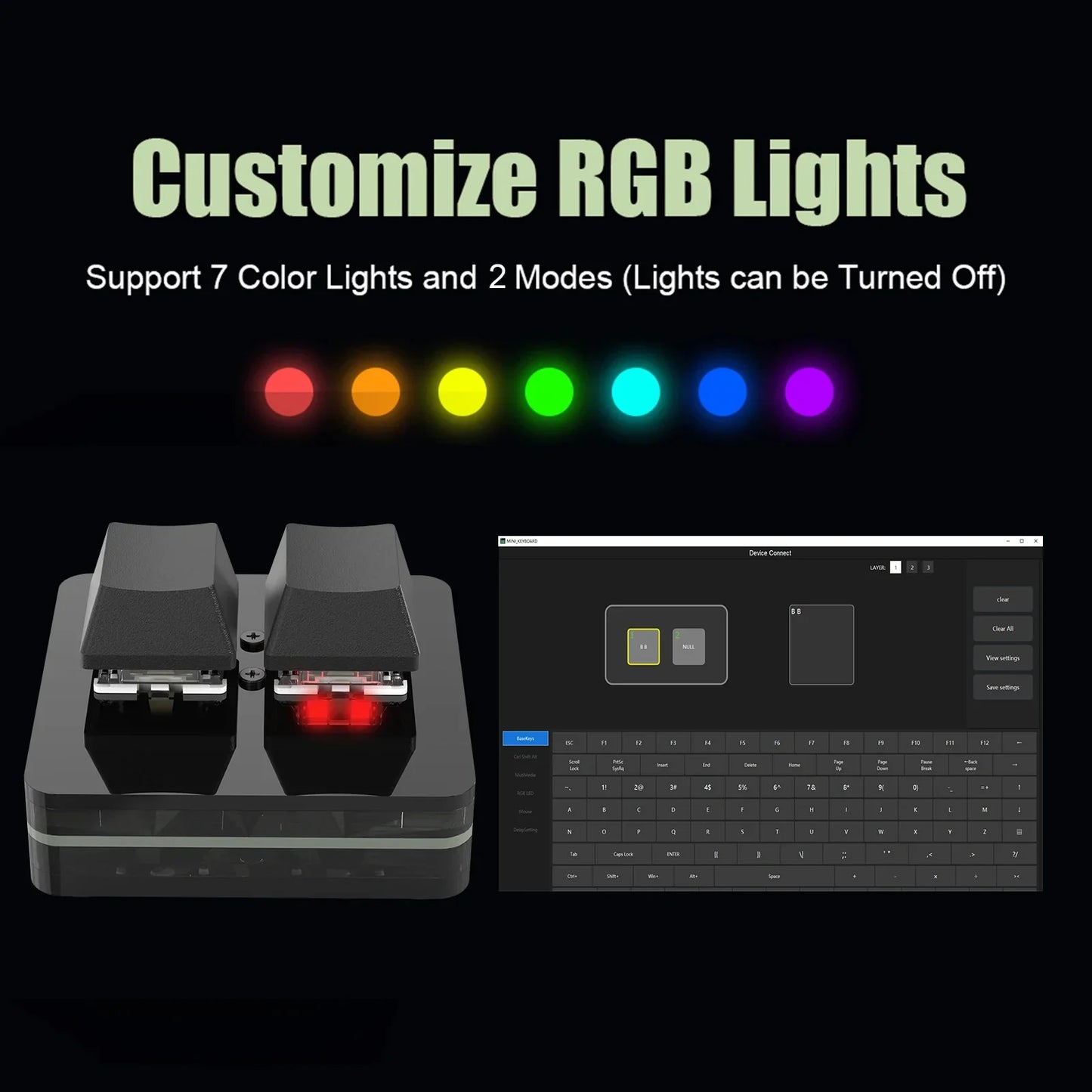 Programmable 3-Key Macro Pad Mini RGB Hot-Swap Keyboard with Knob – Red Mechanical Switches, USB-C Macro Keypad for Gaming, Photoshop & Multimedia