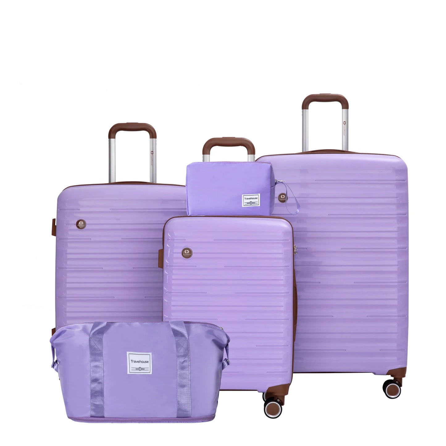 5-Piece Travel Luggage Set – 3 Hardshell Suitcases with Double Spinner Wheels & TSA Lock, Waterproof Duffel & Toiletry Bag