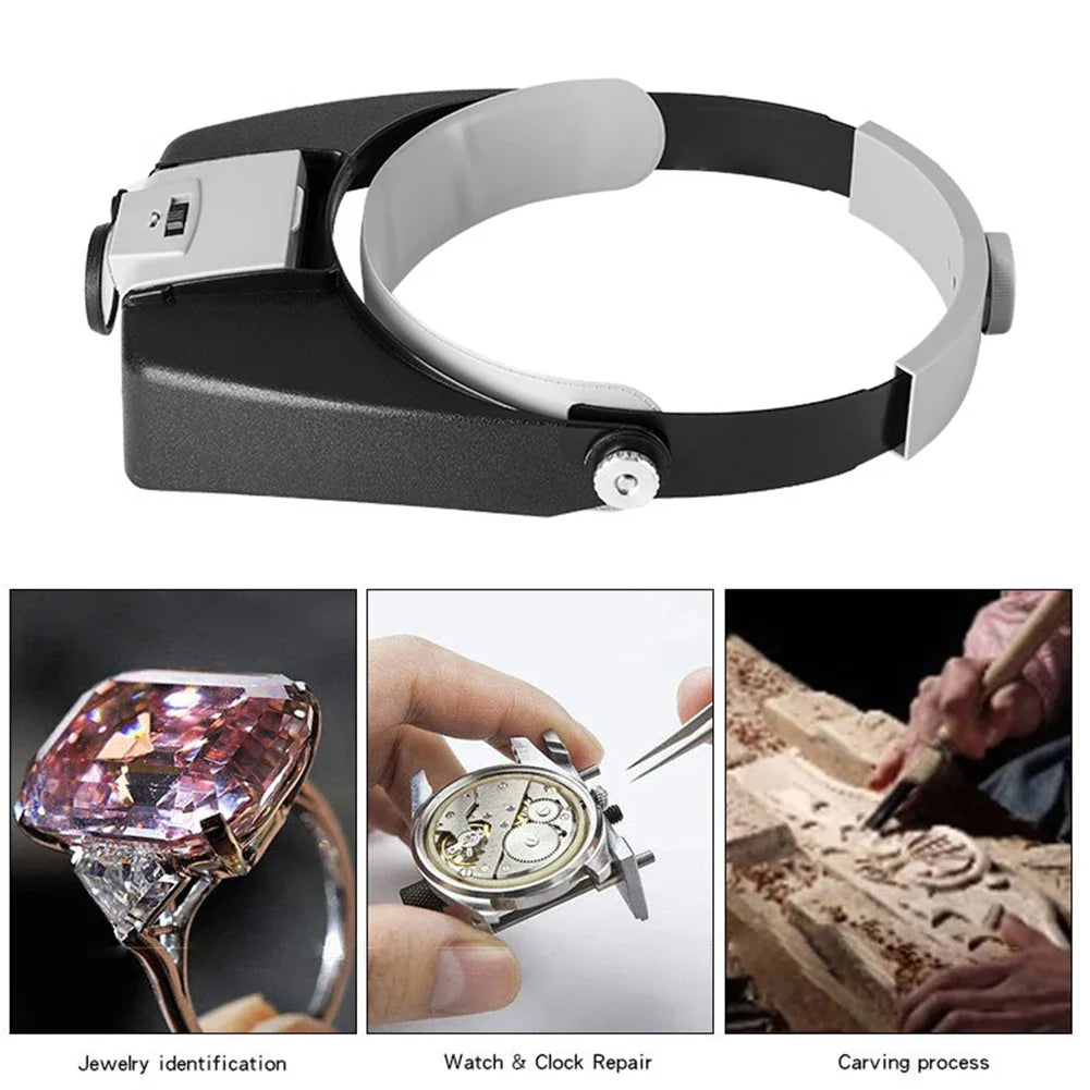 Headband LED Magnifying Glasses 10X Illuminated Adjustable Loupe for Jewelry & Watch Repair