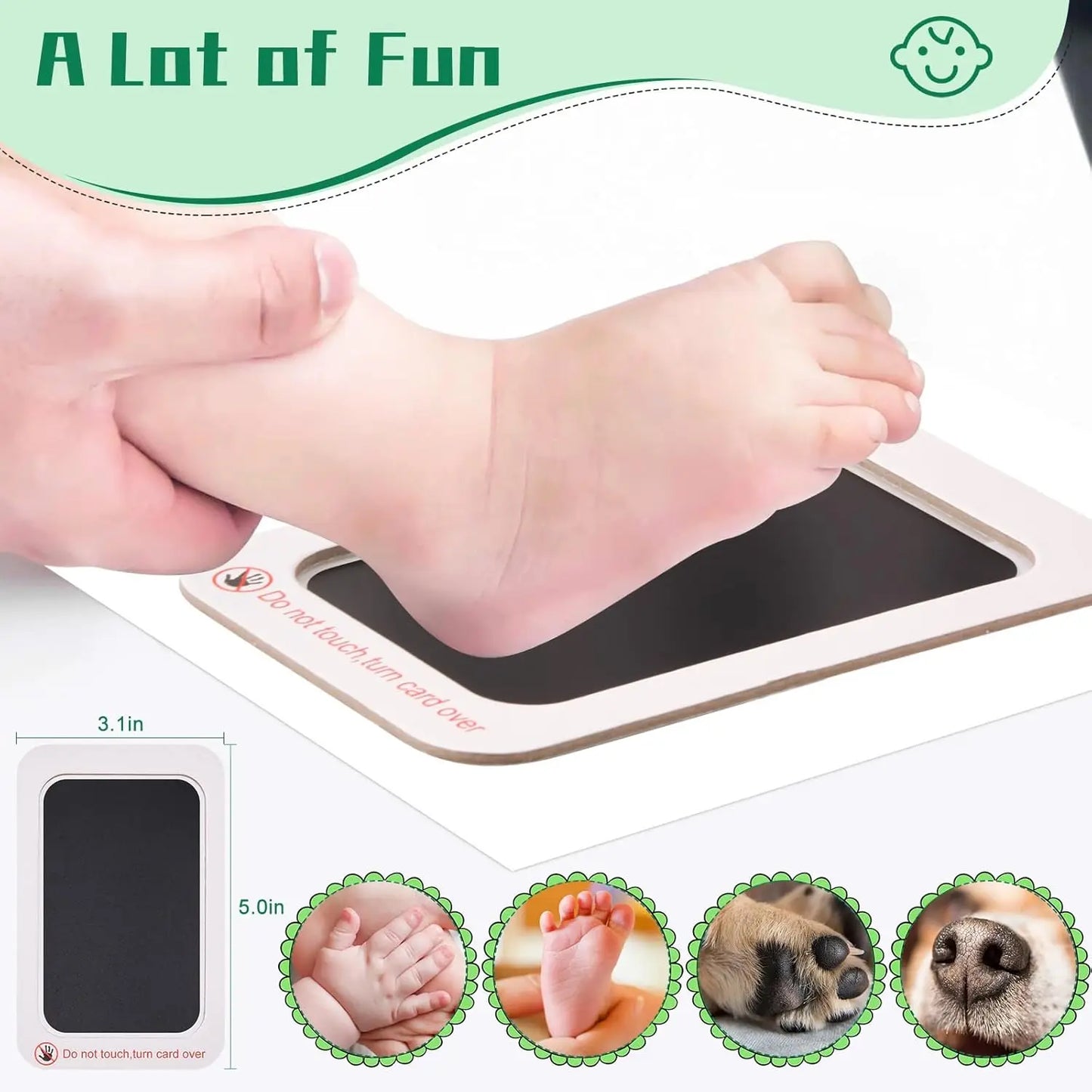 Baby Handprint & Footprint Keepsake Kit – Clean Touch Inkless Prints with Dog Paw Option, 2 Art Cards Included