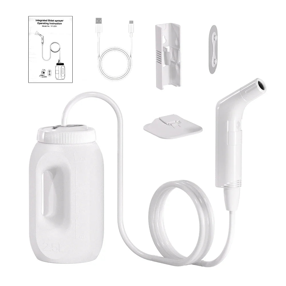 2.5L Portable Rechargeable Electric Bidet Sprayer – Handheld Shataf for Personal Hygiene, Travel & Camping