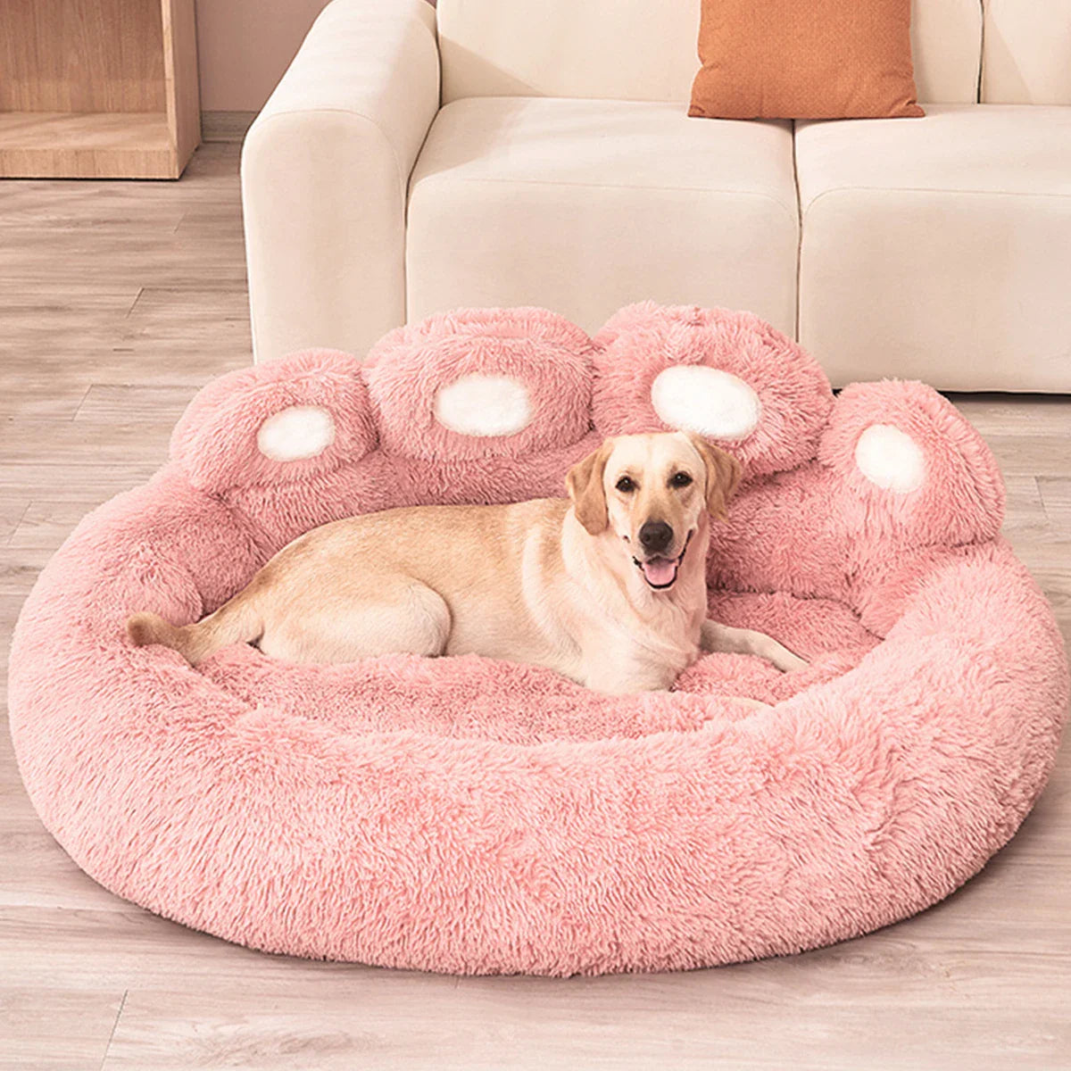Fluffy Plush Dog Bed — Round Calming Donut Pet Sofa for Cats & Dogs, Sizes S-XL (50–90 cm | 19.7–35.5 in)