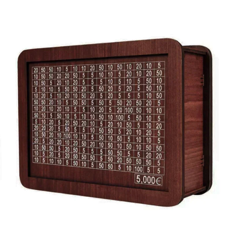 Wooden Money Challenge Box 1,000–10,000€ Piggy Bank – Cash Savings Vault