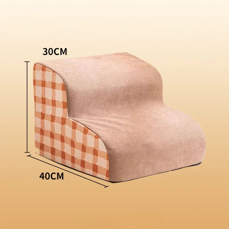 2- & 3-Step Pet Stairs Ramp for Dogs and Cats – Washable Removable Memory Foam Non-Slip Steps