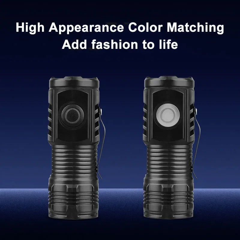 Rechargeable 450-Lumen Waterproof LED Flashlight – Portable EDC Torch for Camping, Hiking & Emergency (50–100 m / 164–328 ft Beam)