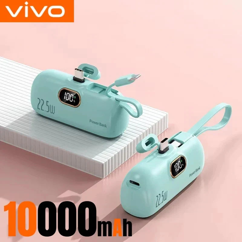 30,000mAh Mini Capsule Power Bank – Portable Fast Charger with Wireless Charging, Dual USB, Type-C & Lightning