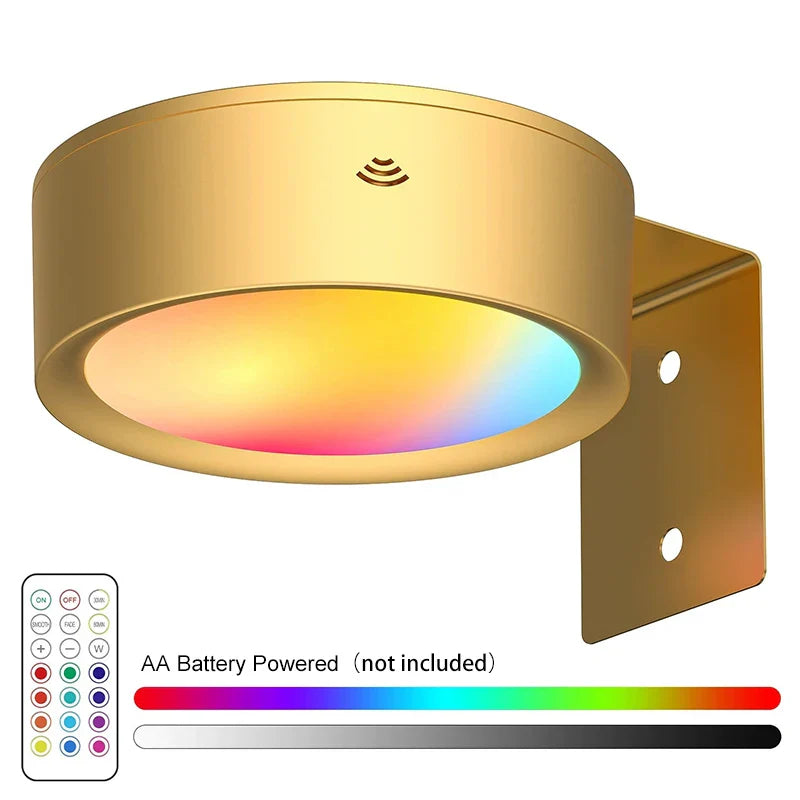 Rechargeable LED Magnetic Picture Light Dimmable 360° Rotating Touch Remote Wall Cabinet Night Lamp