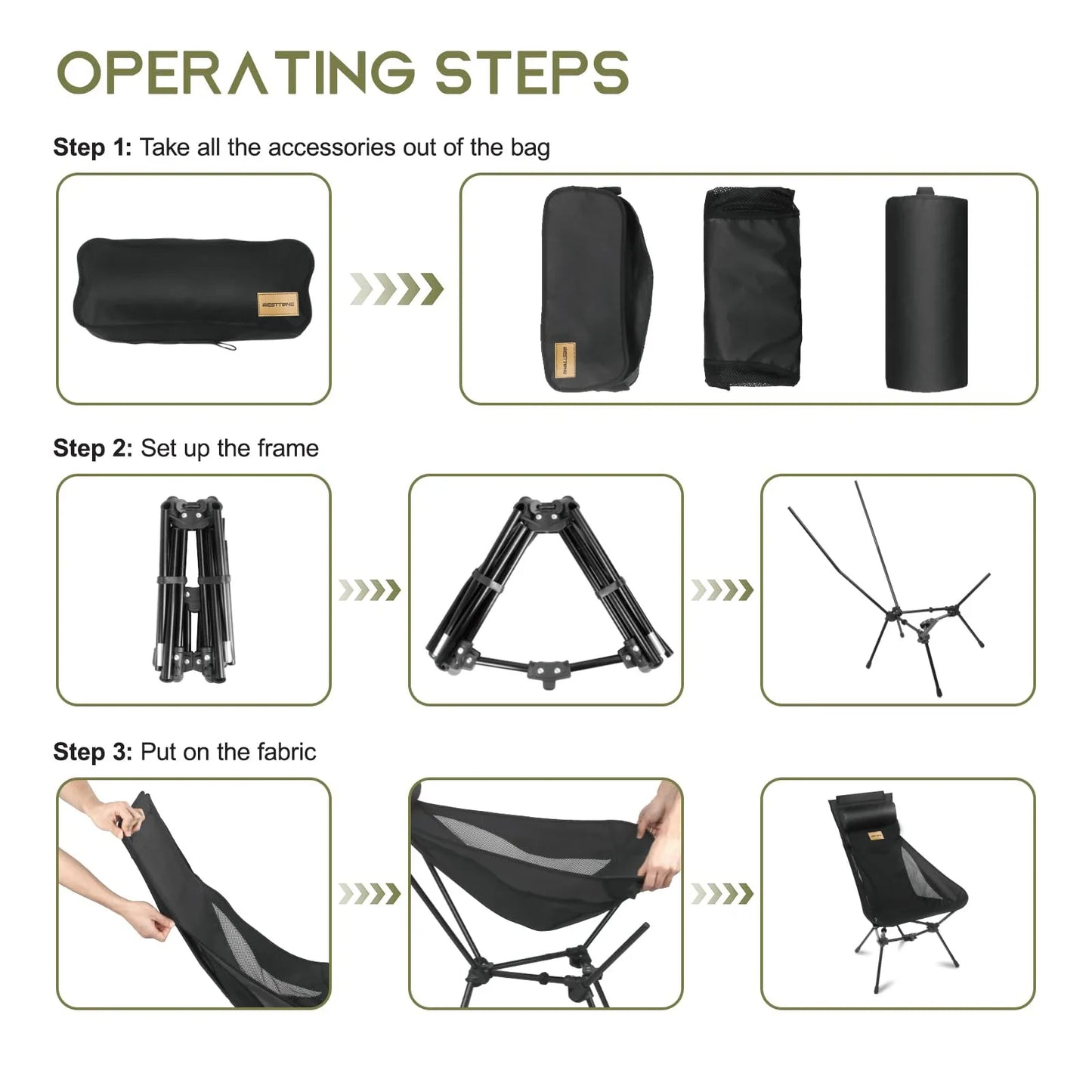 Ultralight Foldable Moon Camping Chair with Headrest, Portable Fishing & Travel Chair with Pillow and Carry Bag