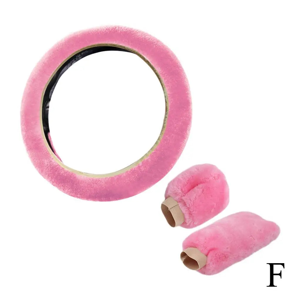 Plush Faux Fur Steering Wheel Cover Universal 37-38 cm (14.6-15 in) Soft Warm Anti-Slip Car Interior