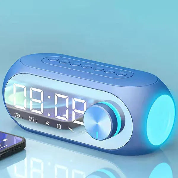 Portable Bluetooth Alarm Clock Speaker, FM Radio, TF Card & AUX, Mini Wireless Subwoofer Sound Box