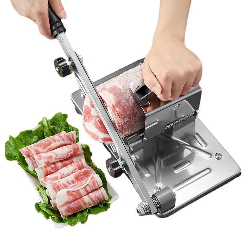 Adjustable Meat and Vegetable Slicer - Stainless Steel Frozen Meat Cutter for Pork Belly, Fruit & Vegetables