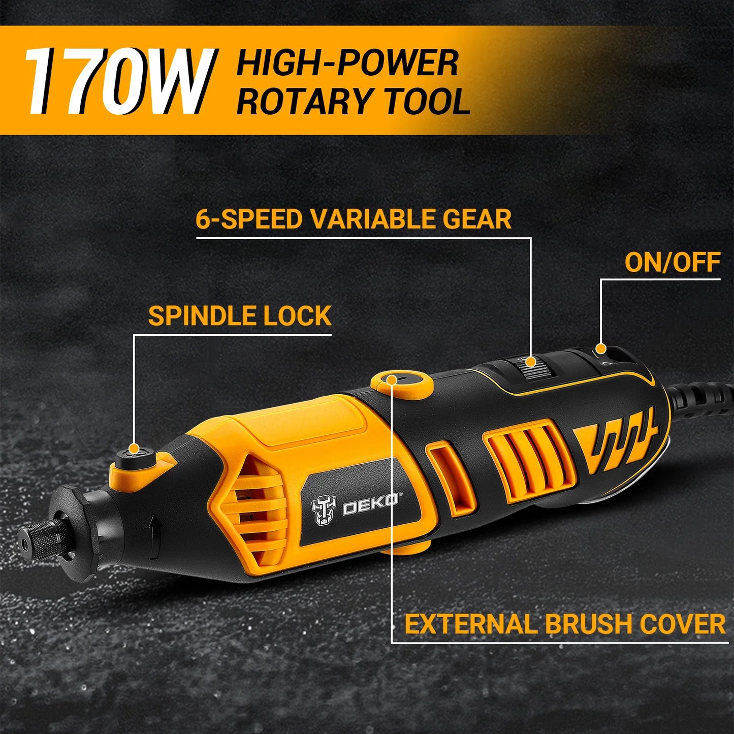 Corded Rotary Tool 220V 170W Mini Handheld Grinder with Flex Shaft, 127-Piece Accessory Kit for Engraving, Polishing & Cutting