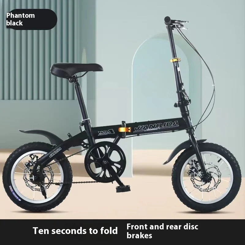 12-Inch (30 cm) Mini Folding Bike — Ultra-Light Unisex City Bicycle with Front & Rear Disc Brakes