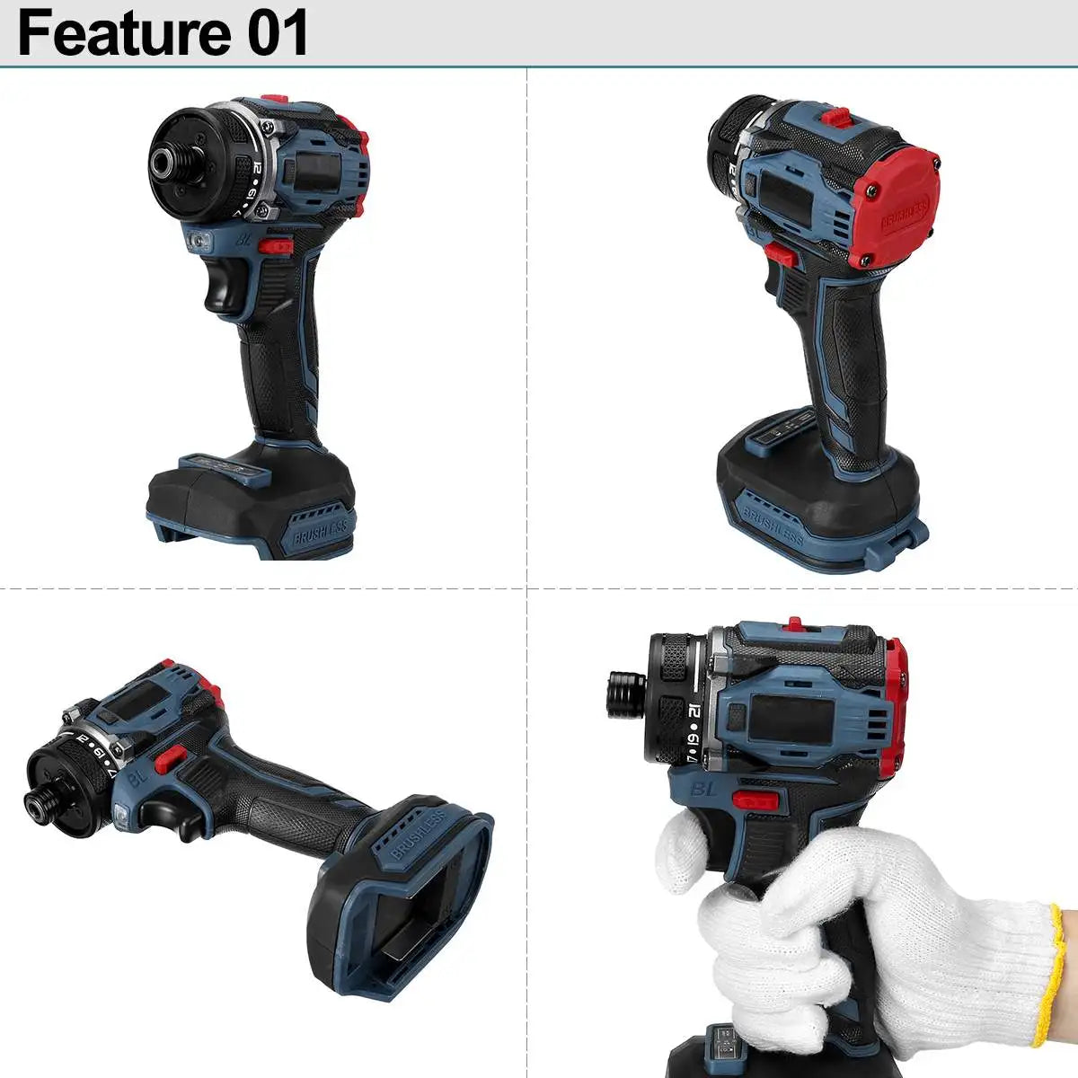 Cordless Brushless Electric Screwdriver 1/4" (6.35mm) 21+1 Gear Two-Speed 0-4000 RPM — 18V Battery Compatible
