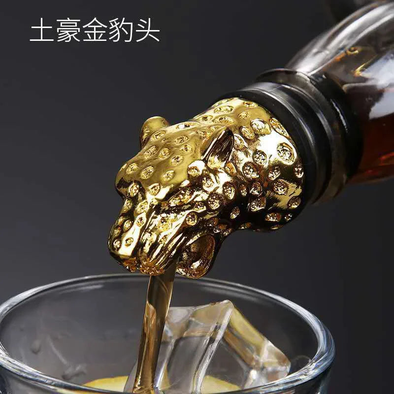 Zinc Alloy Animal Head Wine Pourer - Decorative Bottle Pour Spout & Stopper (Deer, Elk, Lion, Leopard, Wolf, Eagle, Dragon)