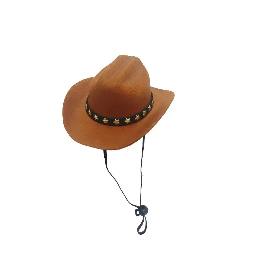 Adjustable Pet Cowboy Hat for Small Dogs & Cats – Funny Western Headwear, Summer Costume Accessory (5.3×4.3×2.4 in / 13.5×11×6 cm)