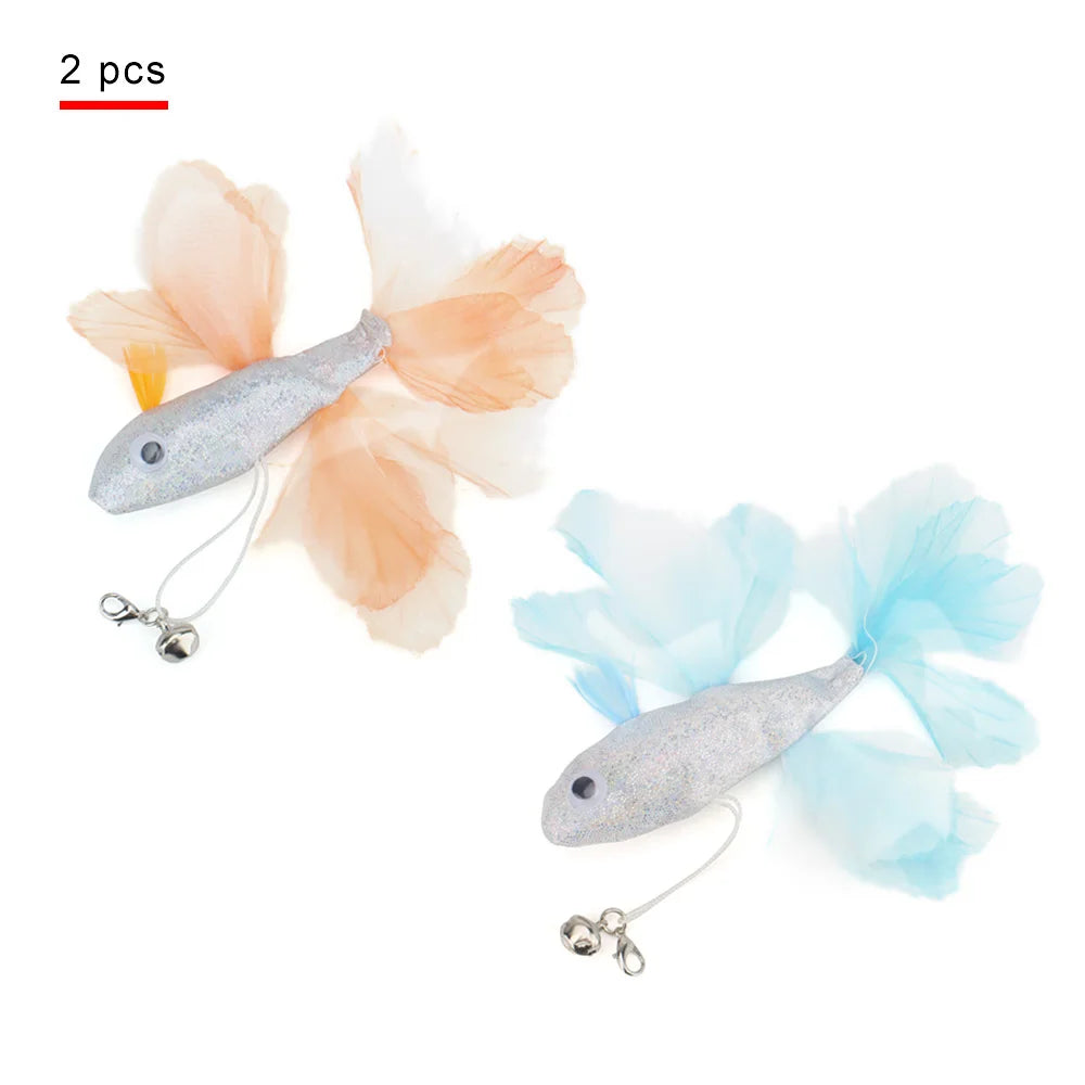 Colorful Fish Cat Teaser Wand - Interactive Goldfish-Shaped Play Toy for Cats