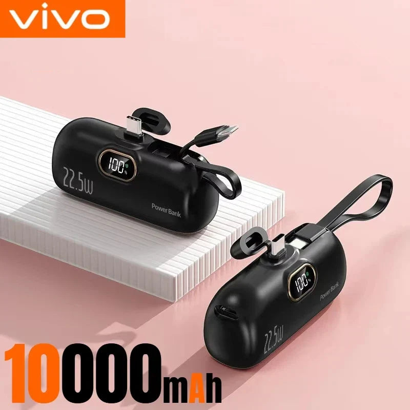 30,000mAh Mini Capsule Power Bank – Portable Fast Charger with Wireless Charging, Dual USB, Type-C & Lightning