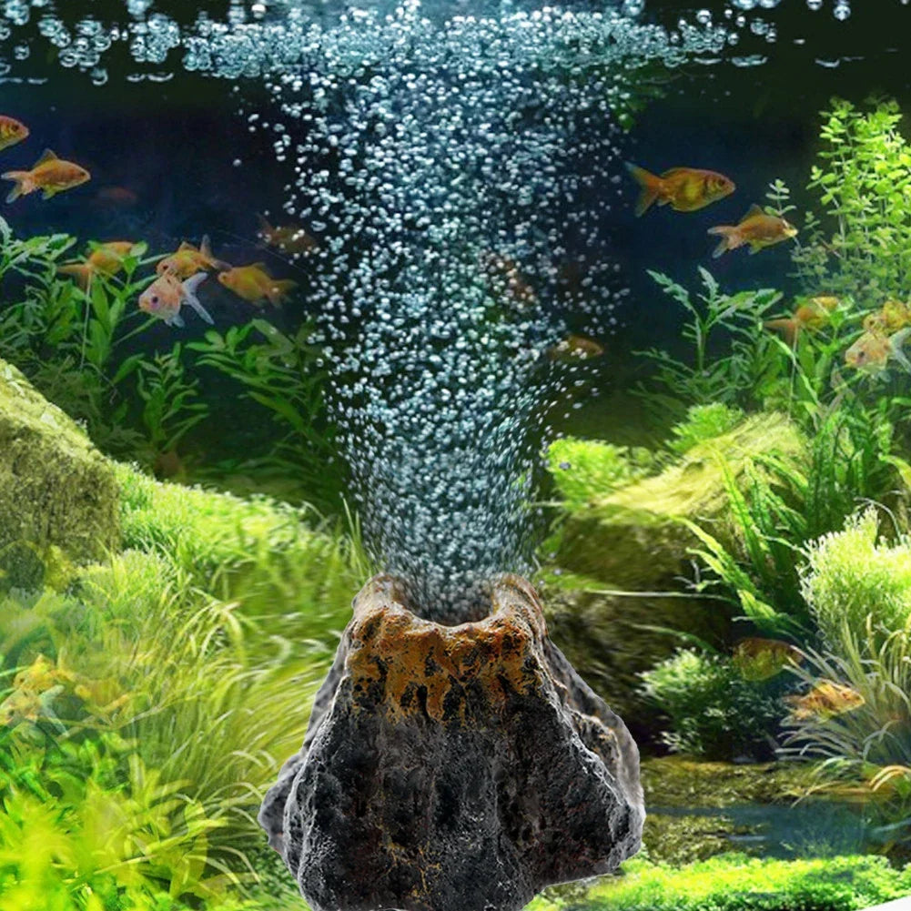 Volcano Air Stone Aquarium Decoration Bubble Rock Oxygen Diffuser Plate for Fish Tank