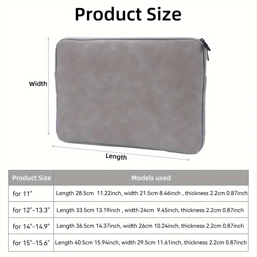 PU Leather Laptop Sleeve – Slim Protective Case for 11-inch/13-inch/14-inch/15-inch Laptops (28/33/36/38 cm)