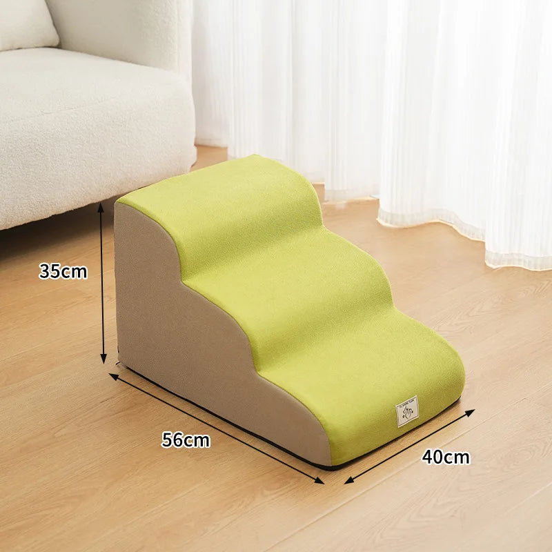 2- or 3-Step Pet Stairs for Dogs & Cats — Removable Washable Non-Slip Ramp for Sofa & Bed, PU Velvet Foam Pet Steps for Small & Senior Pets