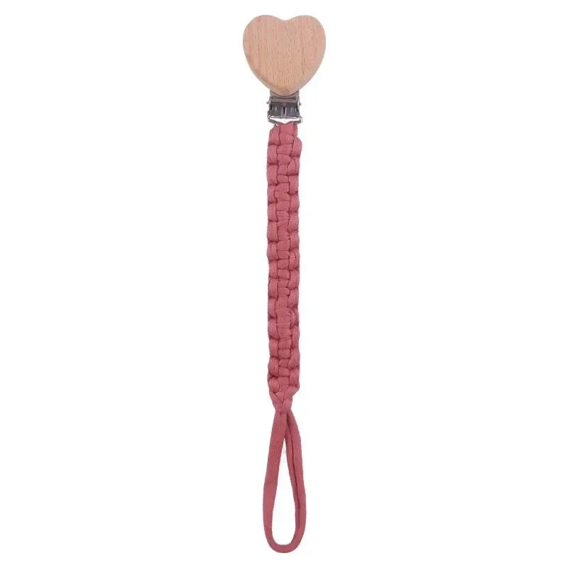 Personalized Wooden Pacifier Clip with Cloth Weave, Custom Name Baby Pacifier Chain and Teether Holder Newborn Gift