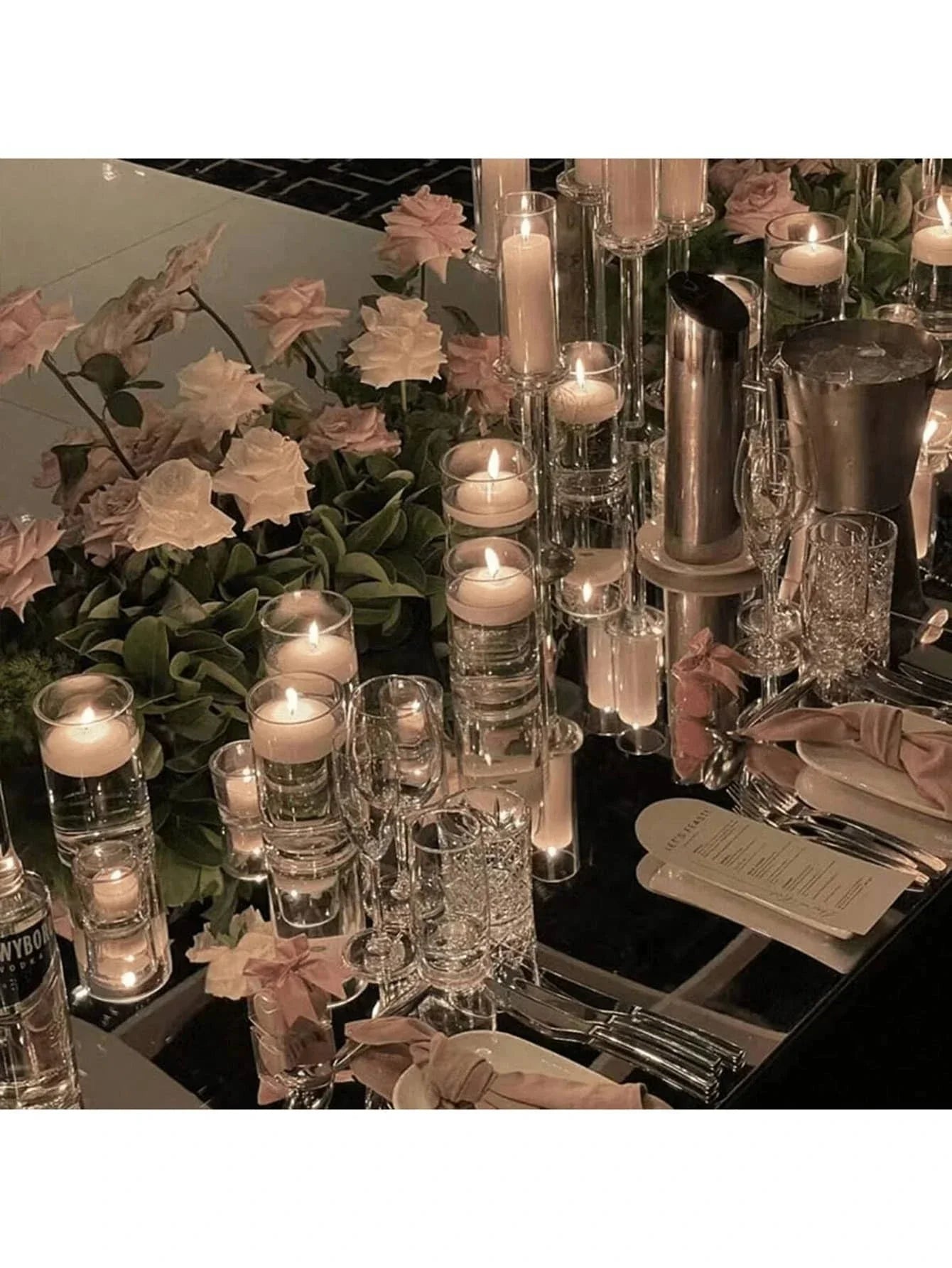 Clear Cylinder Borosilicate Glass Candle Holder Pillar Vase for Wedding & Party Centerpieces (Candles Not Included)