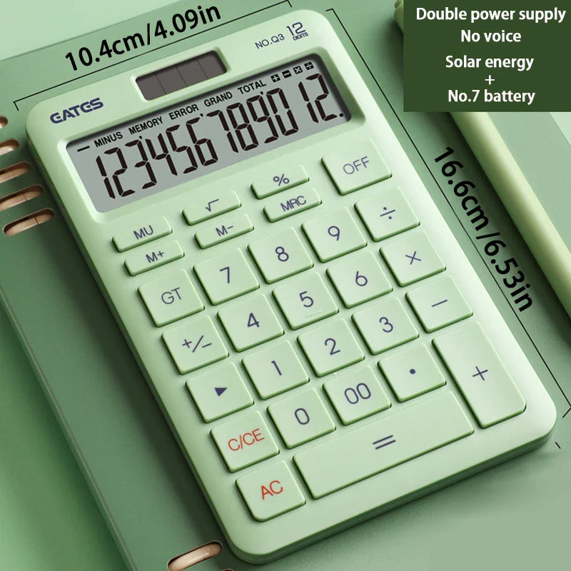 Solar 12-Digit Financial Calculator for Accounting, Students & Office Use