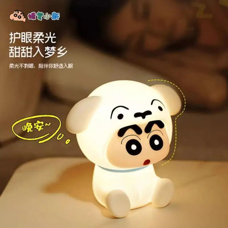 Crayon Shin-Chan Patting Night Light Soft Eye-Protecting Bedside Rechargeable Lamp