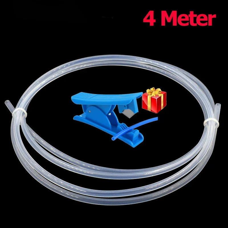 PTFE Bowden Tube for 3D Printers — 2mm ID x 4mm OD for 1.75mm Filament, 1/2/4 Meter Options (J-head & MK8 Compatible)