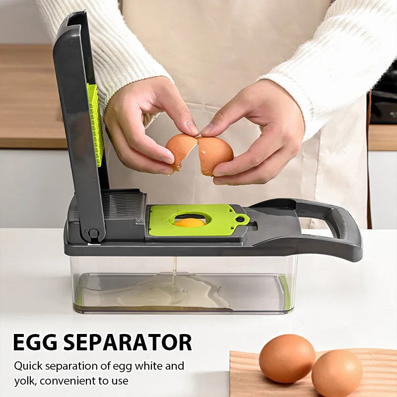 16-in-1 Mandoline Slicer & Vegetable Chopper — Adjustable Stainless Steel Blades, Grater & Shredder