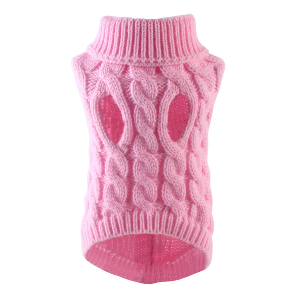 Knitted Cable Dog Sweater - Warm Autumn/Winter Pullover for Small Dogs