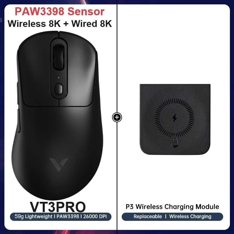 Wireless Gaming Mouse 59g (2.08 oz) Ultra-Light 8KHz (8000Hz) Polling 26,000 DPI 9 Programmable Buttons Ultimate Optical Sensor