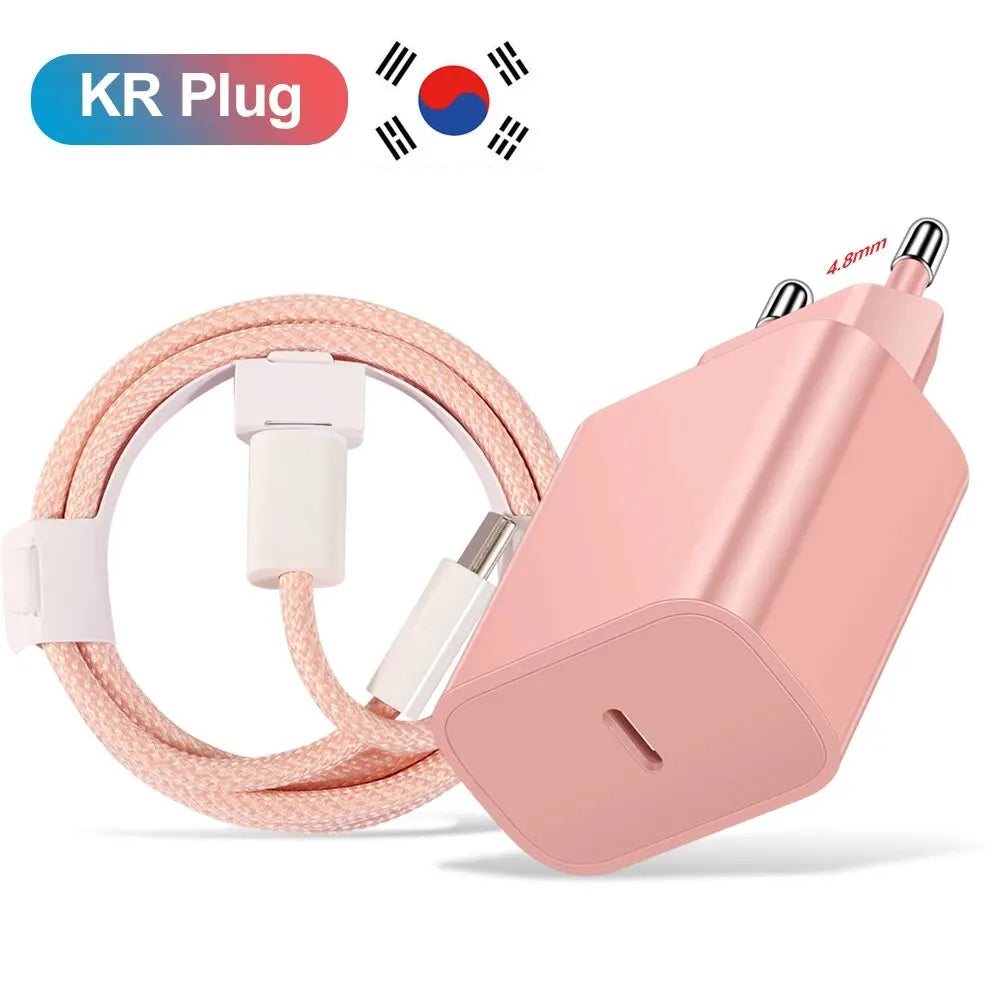 20W USB-C PD Fast Charger with USB-C Cable – Compact Travel Wall Adapter for Smartphones & Tablets